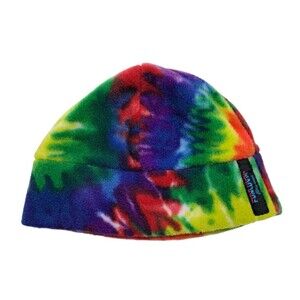 Tiedye Fleece Beanie Winter Ski Hat Multicolor Rainbow Funluvin Red Green Yellow